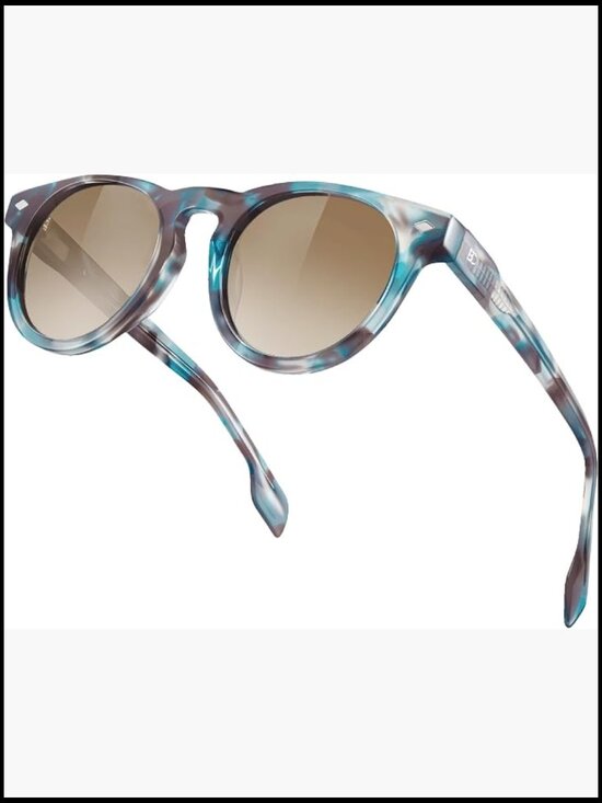 Womens Round Polarized Sunglasses - UV Protection Acetate Shades for Driving